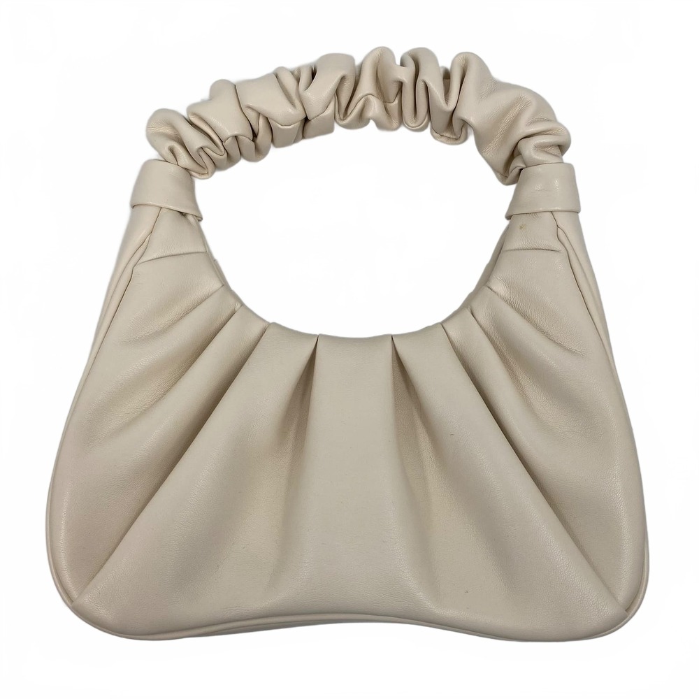 JW PEI Cream Ruched Faux Leather Shoulder Bag | OS